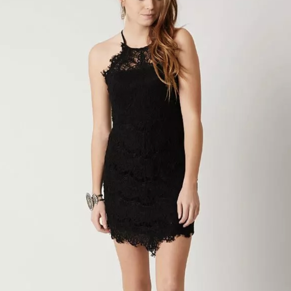 Free People She's Got It Black Lace Mini Dress Size Small